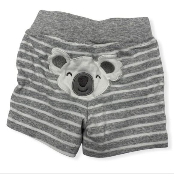 Carters 6 month drawstring lounge shorts koala butt grey white stripes cotton - Picture 1 of 4
